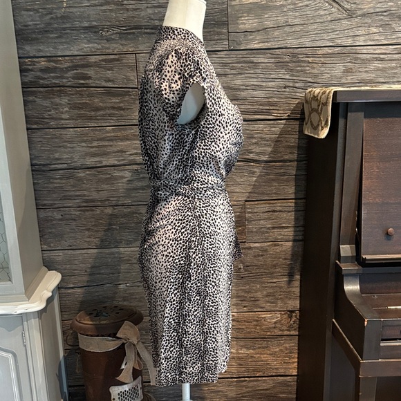 Express Black and White Patterned Wrap Mini Dress - Picture 9 of 11